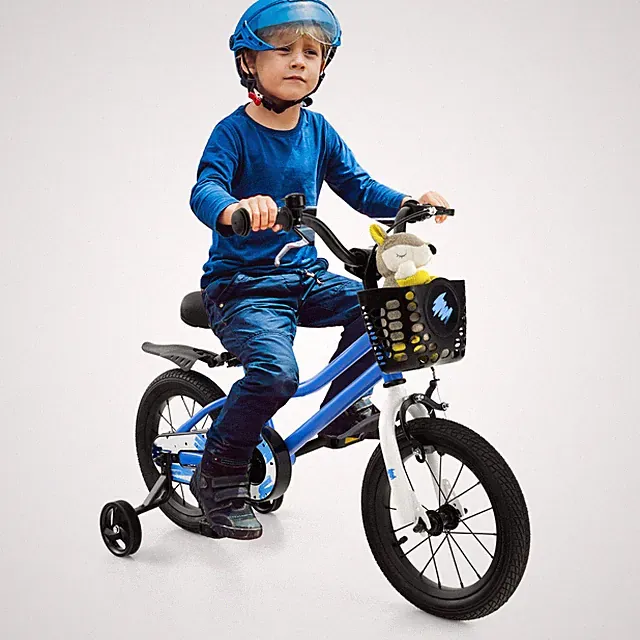 14" Kid's Bike w/Removable Training Wheels & Basket for 3-5 Years Old Blue