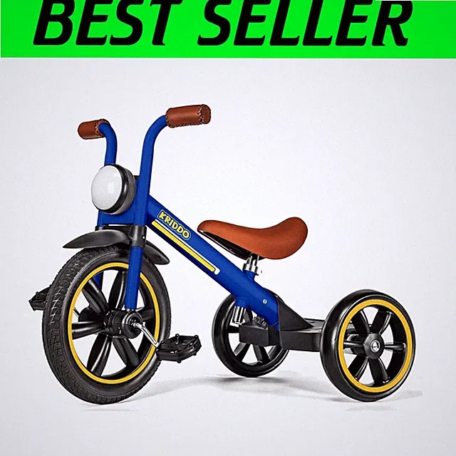 Blue Kids Tricycle with Puncture-Free Wheels