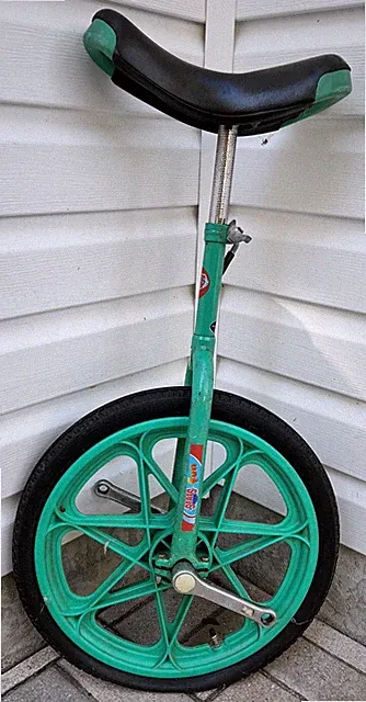 RARE 16” Unicycle Bike Green Stats Fun Made In Taiwan - FREE SHIPPING