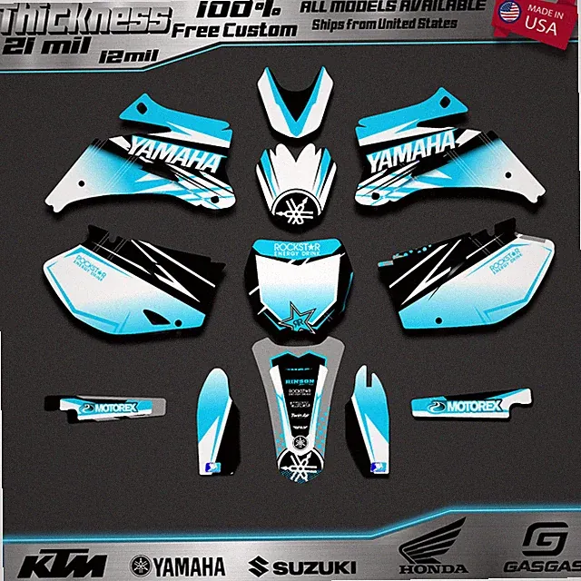 Yamaha YZF 250/450 Sky Blue Custom Graphics Kit - Free Personalization